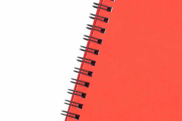 Close Spiral Notebook Notepad Red Cover Isolated White Background — Stock Photo, Image