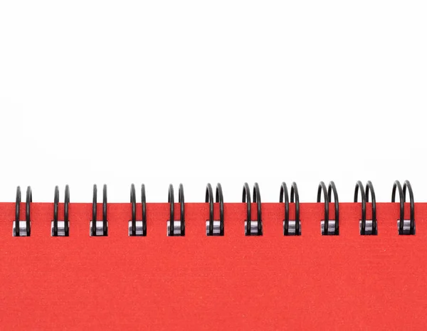 Close Van Spiraal Notebook Notitieblok Met Rode Cover Geïsoleerd Witte — Stockfoto