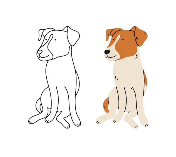 Χαριτωμένο Jack Russell Terrier Dog Διανυσματική Απεικόνιση Κινουμένων Σχεδίων Χειροποίητο — Διανυσματικό Αρχείο