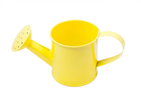 Gele Tinnen Drinkpot Een Witte Achtergrond — Stockfoto