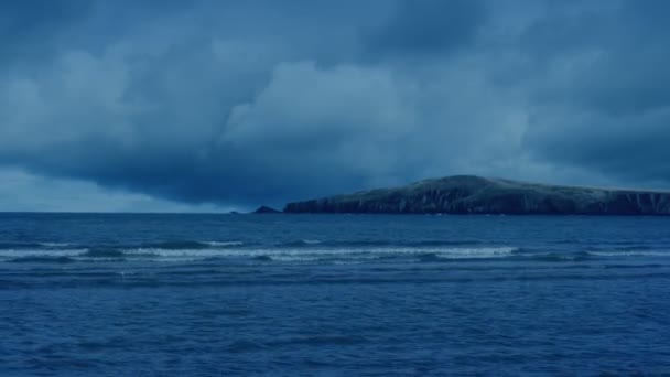 Sea Coast Headland Stormy Evening — ストック動画