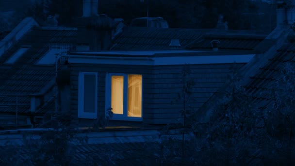 Światło Sypialni Szczycie Domu Nocy — Wideo stockowe