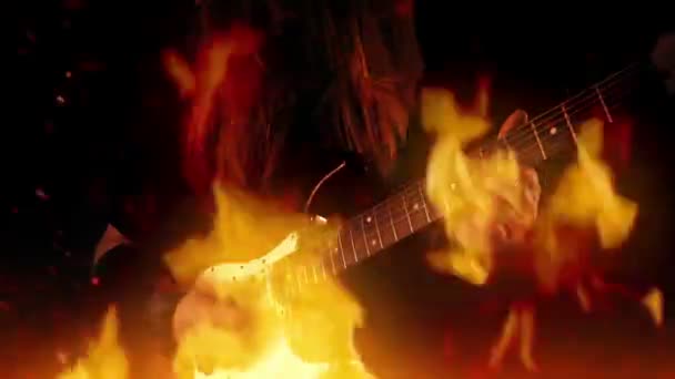 Guitarrista Rock Tocando Fuego — Vídeos de Stock