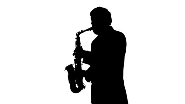 Hudebník Hrající Saxophone Cutout Silhouette — Stock video