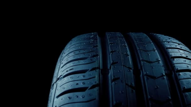 Passing Car Tyre Grip Surface Closeup — Stock Video