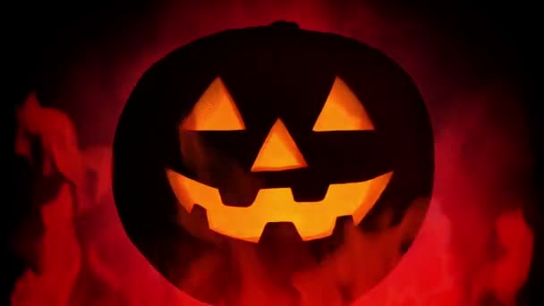 Halloween Pumpkin Red Fire — Stock Video