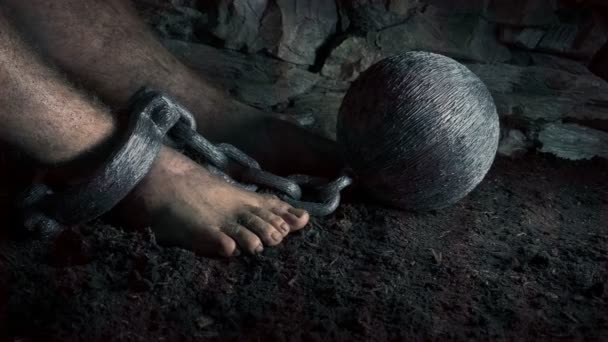 Κλείδωμα Έννοιας Γραφική Μπάλα Και Φυλακισμένος Αλυσίδα — Αρχείο Βίντεο