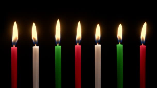 Candele Colori Natale Fila Spento — Video Stock