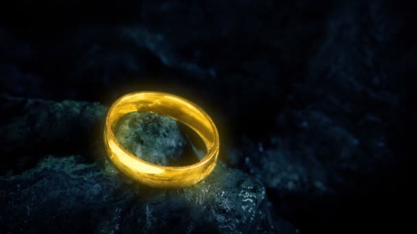 Lord of the rings. Gold ring. Text appe, Stock Video