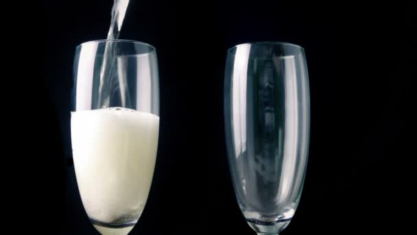 Champagne Poured Two Glasses — Video Stock