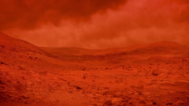 Sandsturm Auf Dem Mars Mit Wolken Über Uns — Stockvideo