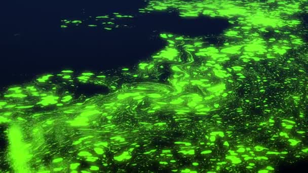 Светящиеся Зеленые Токсичные Отходы Воде — стоковое видео