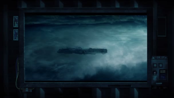 Ekran Lub Okno Widok Statku Kosmicznego Atmosferze Burzowej — Wideo stockowe