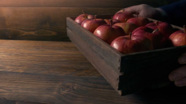Apple Crate Položit Nebo Zvedl Tabulky — Stock video
