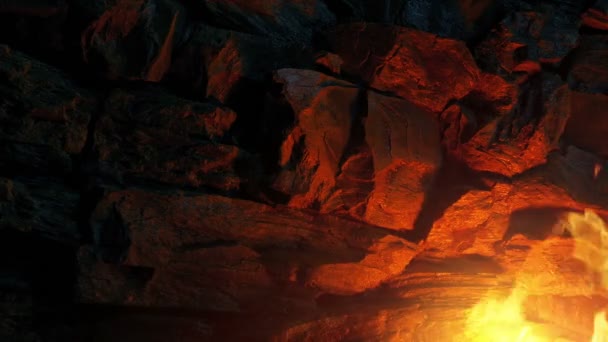Fuego Cueva Fondo Fantasía — Vídeos de Stock