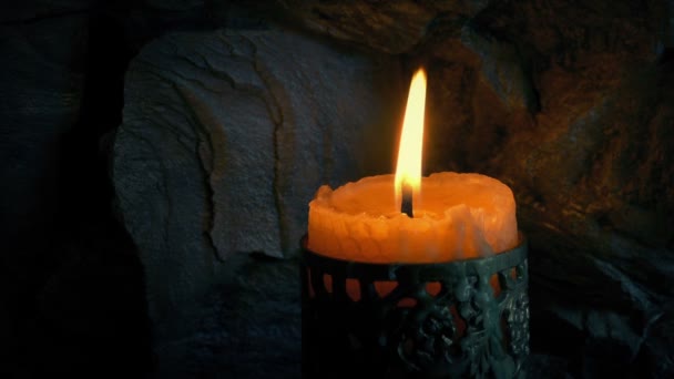 Candle Burns Blown Out Medieval Fantasy Setting — Stock Video