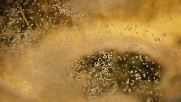 Bubble Golden Champagne Extreme Closeup — Stock video