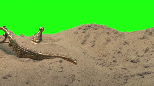 Μαγικός Λαμπτήρας Στην Έρημο Greenscreen Απομονωμένος — Αρχείο Βίντεο