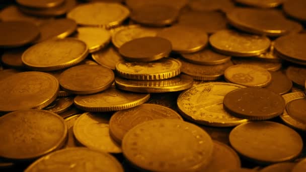 Monedas Mixtas Oro Movimiento Tiro Concepto Riqueza — Vídeos de Stock