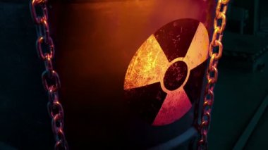 Fıçıda Nükleer Atık Sembolü ile Işık Işıkları