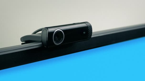Webcam Στην Οθόνη Του Υπολογιστή Συνεχίζεται Απενεργοποιείται — Αρχείο Βίντεο