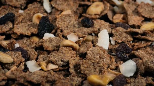 Fruta Sana Nuez Cereal Primer Plano Shot — Vídeo de stock