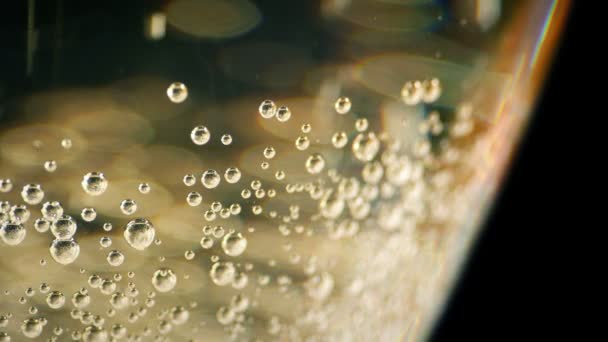 Champagne Glazen Bubbels Restaurant Closeup — Stockvideo