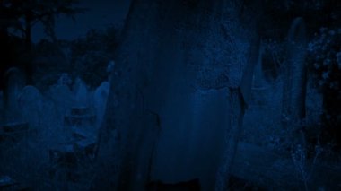 Gece Mezarlıkta Çürüyen Eski Mezar Taşı