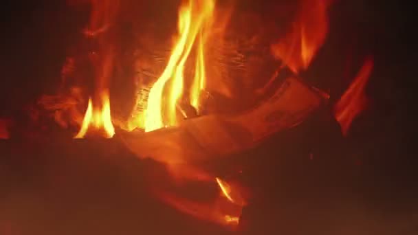 燃烧在烟雾中的一堆堆钱 — 图库视频影像