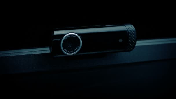 Webcam Accende Spegne Camera Oscura — Video Stock