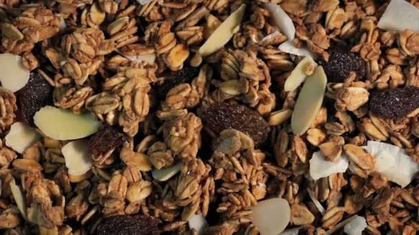Granola Sănătos Cereale Rotative Closeup — Videoclip de stoc