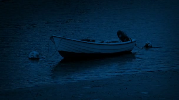 Gece Kıyısında Tekne — Stok video