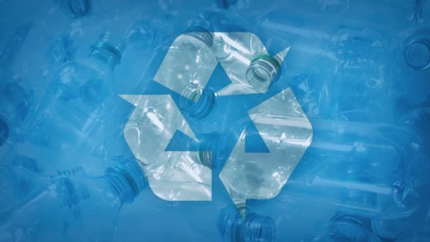 Plastic Flessen Voor Recycling Met Pijlen Grafisch — Stockvideo