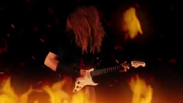 Pemutar Gitar Dalam Kemarahan — Stok Video