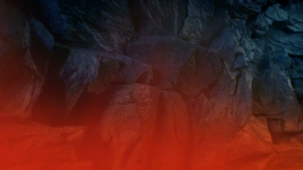 Red Mist Rushing Rock Wall Moving Shot — Vídeos de Stock