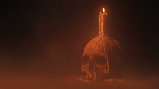 Candle Skull Smoky Atmosphere — Wideo stockowe