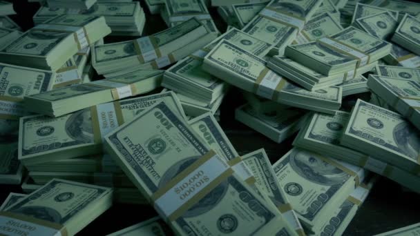 Mesa Cubierta Pilas Dólares — Vídeo de stock