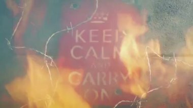 Keep Calm And Carry On Sign In War Zone