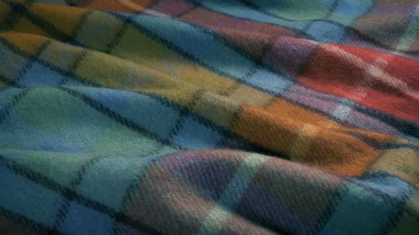 Wol Blanket Dengan Pola Tartan — Stok Video