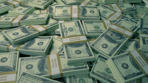 Huge Pile Money Millions Dollars — стоковое видео