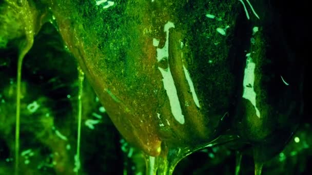 Zelený Cizorodý Organismus Kapající Sliz — Stock video