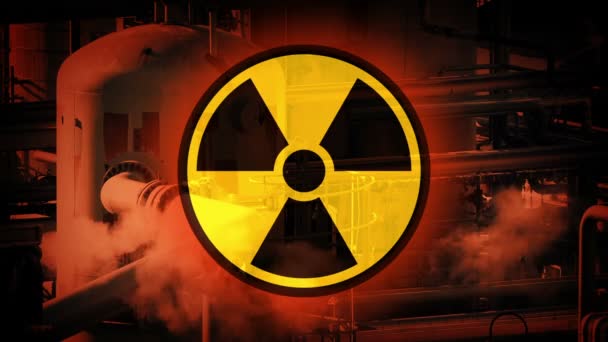 Tubos Fumar Usina Nuclear Com Símbolo — Vídeo de Stock