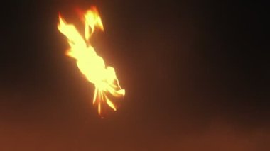 Flaming Torch In Mist At Night