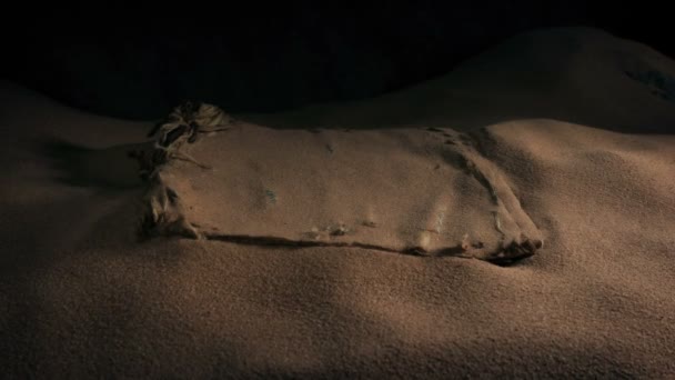 Древняя Книга Взята Песка Пещере — стоковое видео