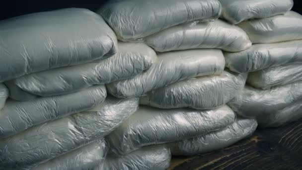 Fentanyl Powder Drug Bags Moving Shot — Stockvideo