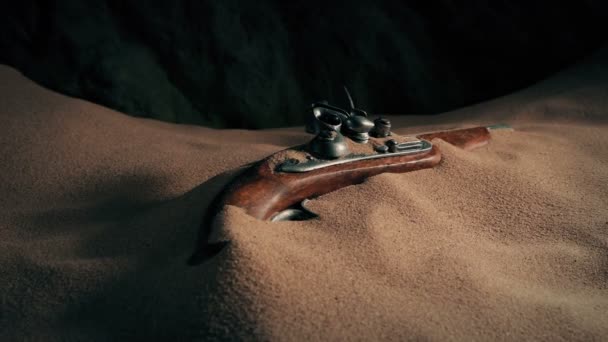 Piratpistol Hämtad Från Sand Versionerna — Stockvideo