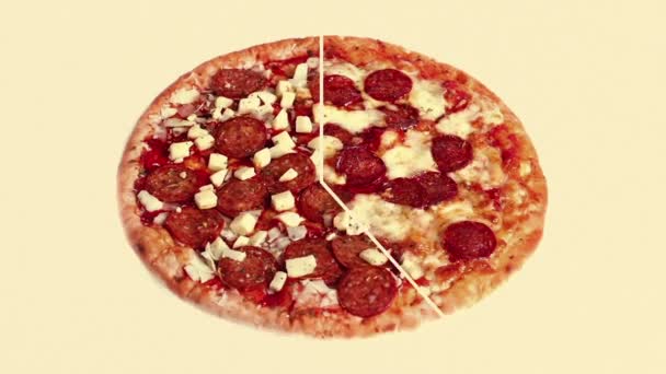 Піца Отримує Приготований Перехід Варіанти — стокове відео