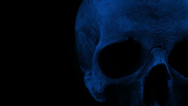 Passaggio Vecchio Cranio Umano Notte — Video Stock