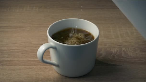 Coffee Making Sequence Nahaufnahme Auf Dem Tisch — Stockvideo