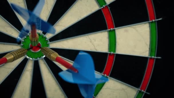 Darts Bullseye Bewegend Schot — Stockvideo